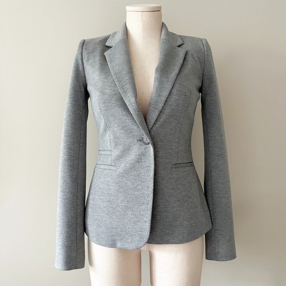 Grey Blazer Jacket Womens Size XS Casual Long Sleeve Jersey Knit
